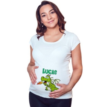 Maglia premaman personalizzata con nome baby draghetto Divertenti