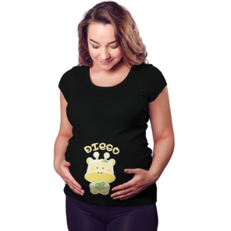 Maglia premaman personalizzata con nome giraffa Divertenti