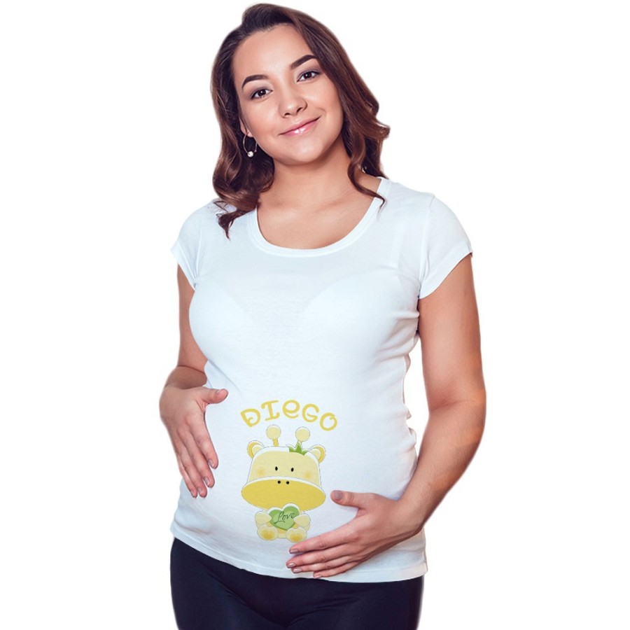 Maglia premaman personalizzata con nome giraffa Divertenti