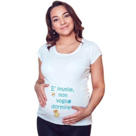 Maglia premaman non voglio dormire Divertenti