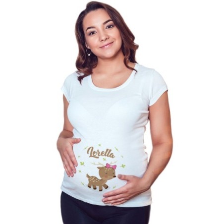 Maglia premaman personalizzata con nome baby cerbiatto Divertenti