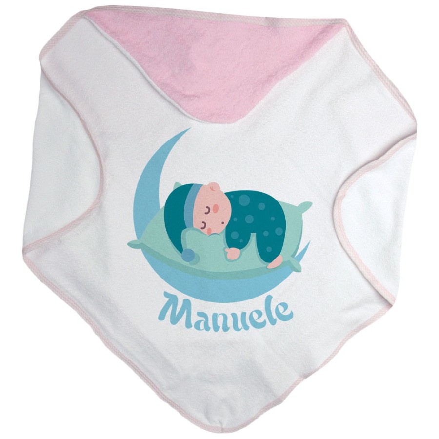 Accappatoio neonato personalizzato con nome bebè che dorme Divertenti