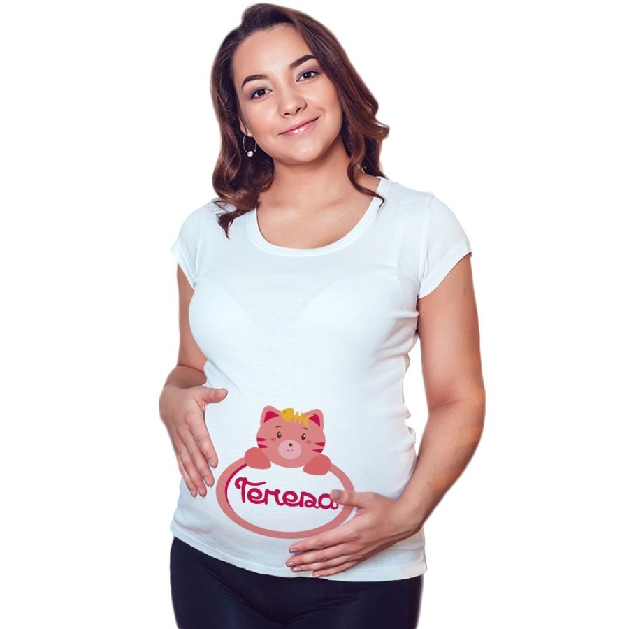 Maglia premaman personalizzata con nome gattino Divertenti