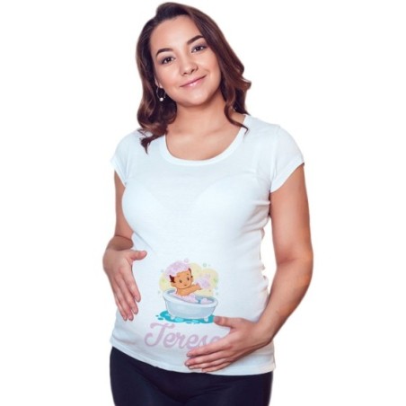 Maglia premaman personalizzata con nome bimba nella vasca Divertenti