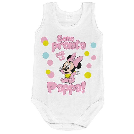 Body neonata sono pronta per la pappa baby minnie Cartoon