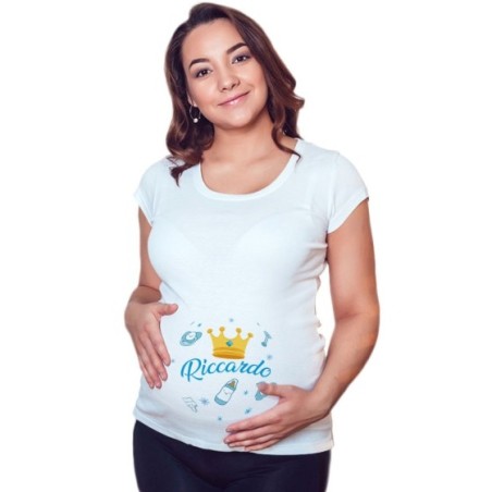 Maglia premaman personalizzata con nome e corona Divertenti