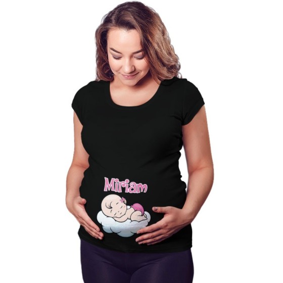 Maglia premaman personalizzata con nome bimbo bimba sulla nuvola Divertenti