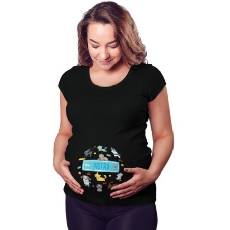 Maglia premaman personalizzata con nome gattini e cagnolini Divertenti