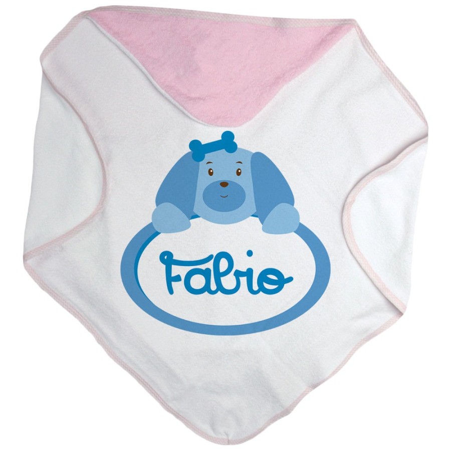 Accappatoio neonato personalizzato con nome cagnolino Divertenti