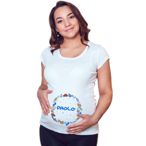 Maglia premaman personalizzata con nome baby world Divertenti