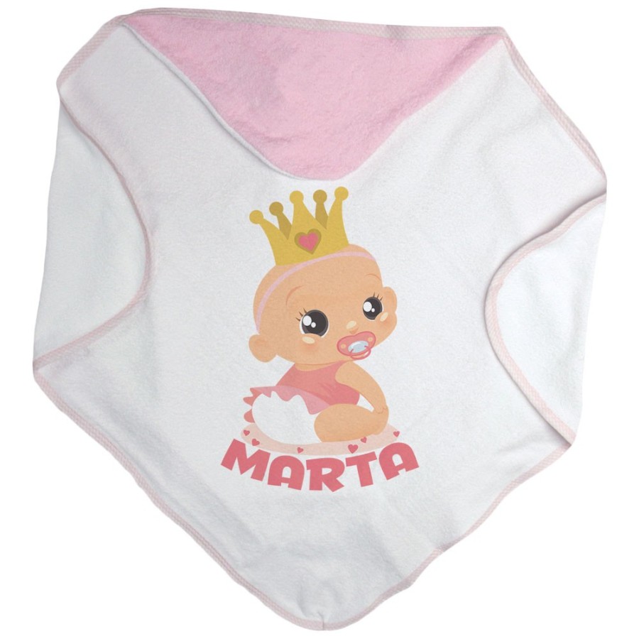 Accappatoio neonato personalizzato con nome bambino bambina con corona Divertenti