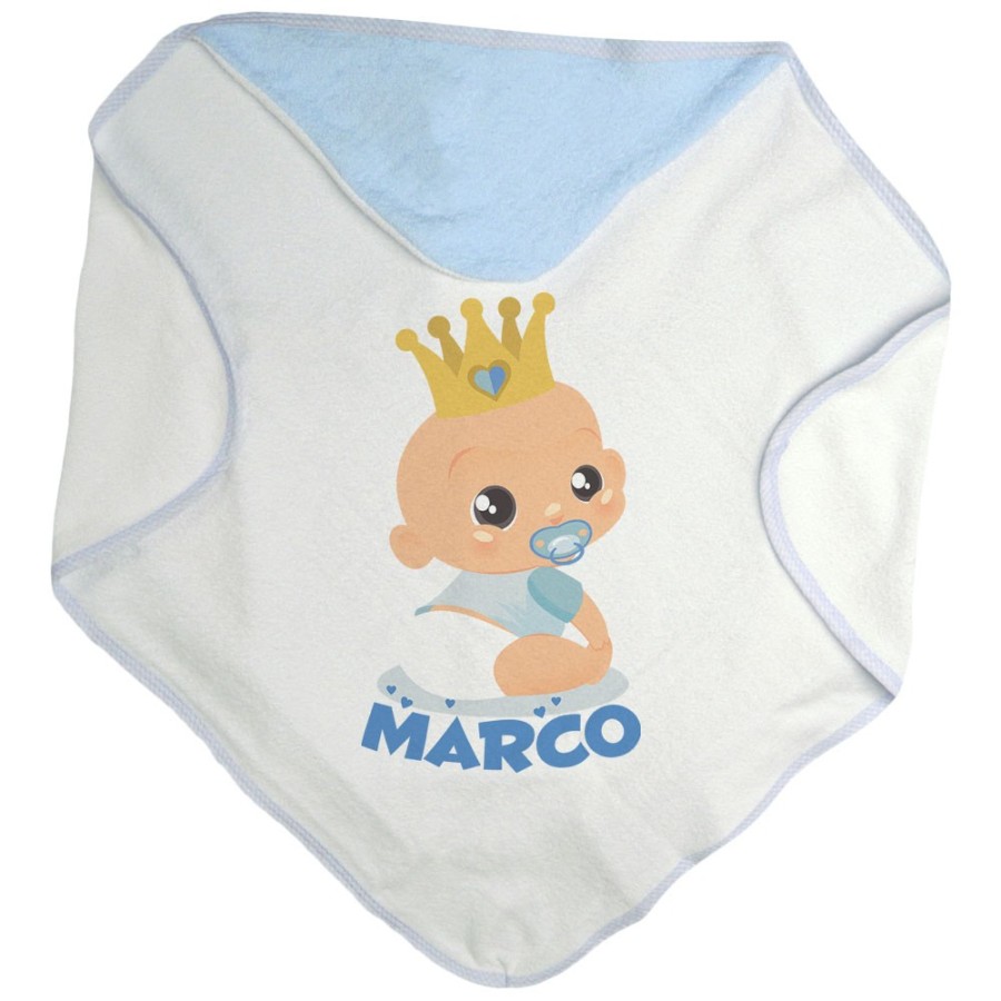 Accappatoio neonato personalizzato con nome bambino bambina con corona Divertenti