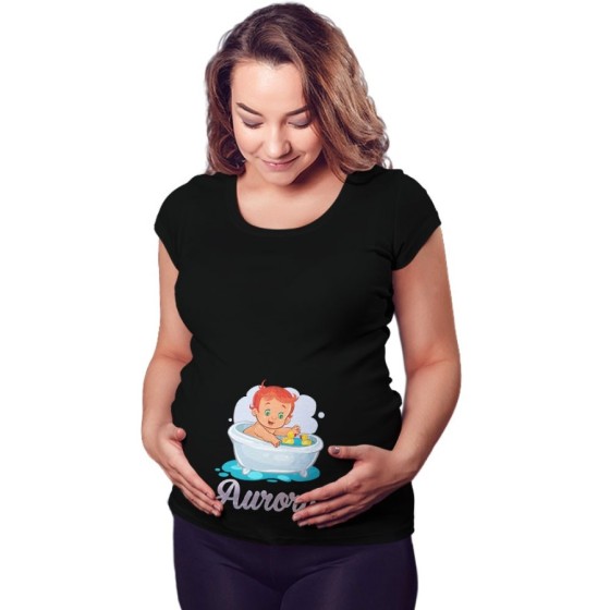Maglia premaman  personalizzata con nome bimba con paperelle Divertenti