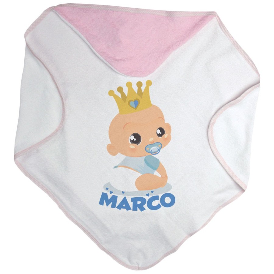 Accappatoio neonato personalizzato con nome bambino bambina con corona Divertenti