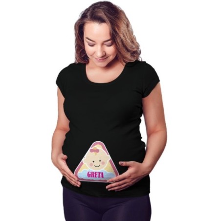 Maglia premaman personalizzata con nome alert baby Divertenti