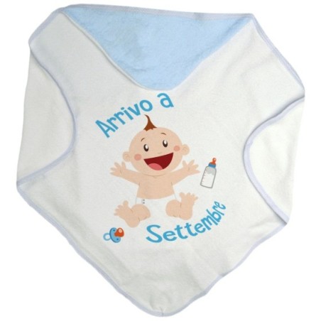 Accappatoio neonato personalizzato con mese bimbo bimba arriva a Divertenti