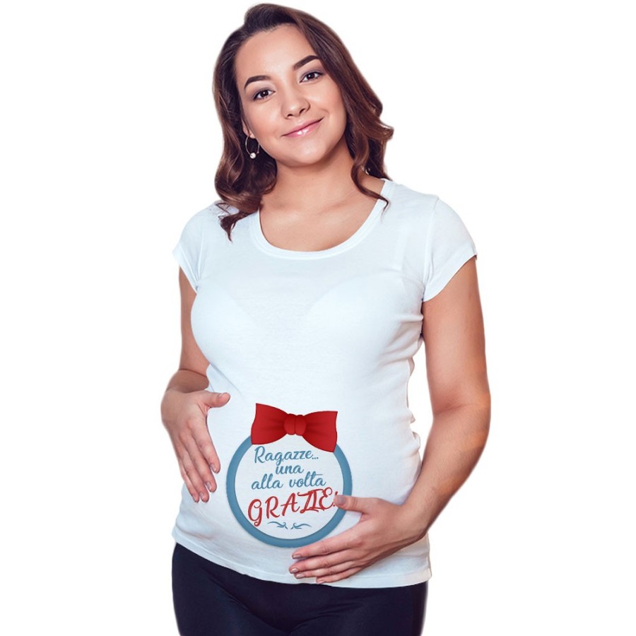 Maglia premaman ragazze una alla volta grazie Divertenti