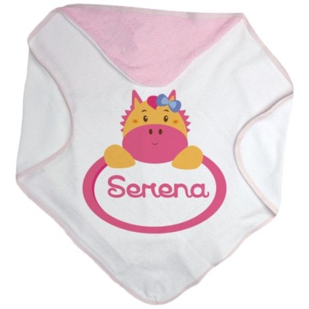 Accappatoio neonata personalizzato con nome cavalluccio