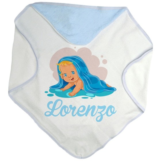 Accappatoio neonato personalizzato con nome bimbo con asciugamano Divertenti