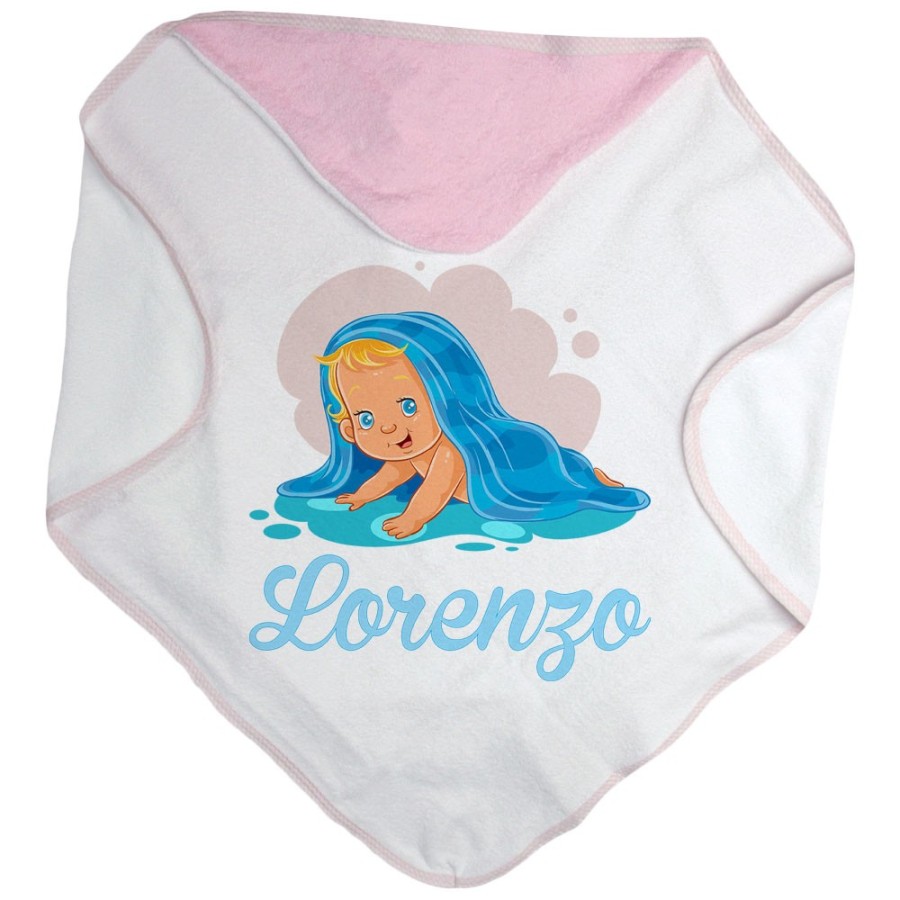 Accappatoio neonato personalizzato con nome bimbo con asciugamano Divertenti
