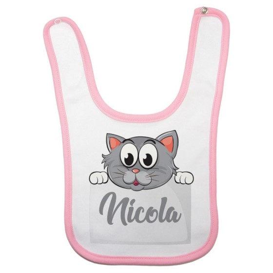 Bavaglino neonato personalizzato con nome baby gattino Divertenti