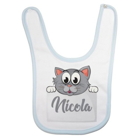 Bavaglino neonato personalizzato con nome baby gattino Divertenti