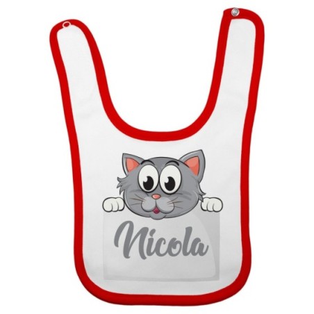 Bavaglino neonato personalizzato con nome baby gattino Divertenti