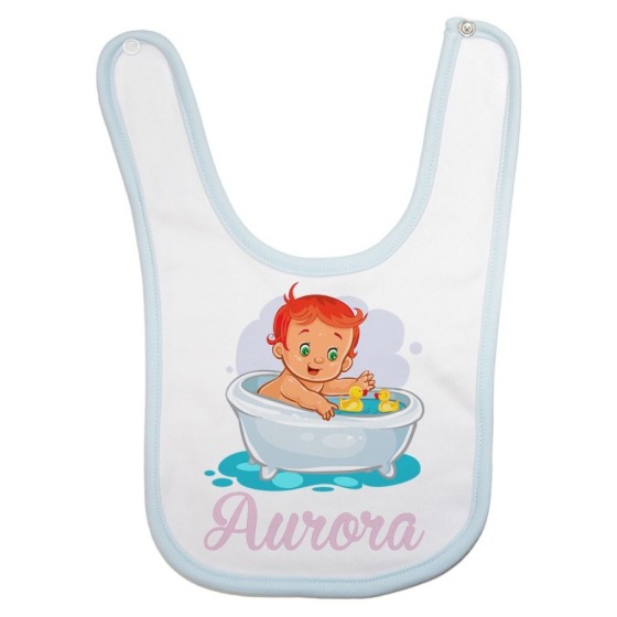 Bavaglino neonata personalizzato con nome bimba con paperelle Divertenti 2