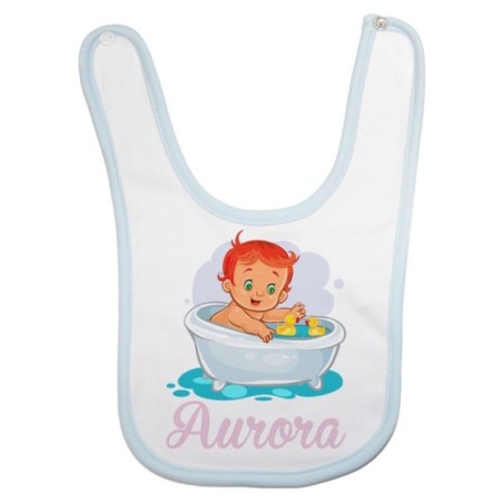 Bavaglino neonata personalizzato con nome bimba con paperelle Divertenti