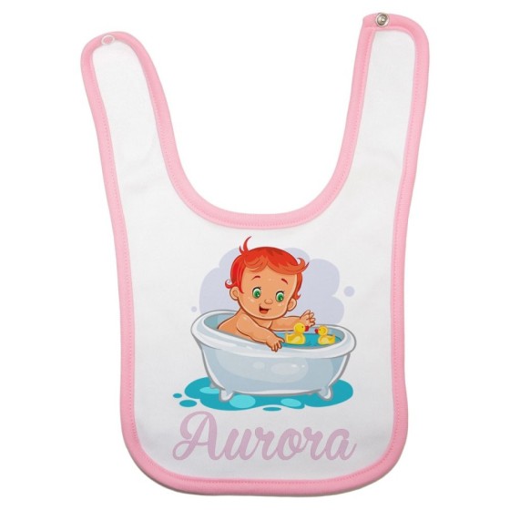 Bavaglino neonata personalizzato con nome bimba con paperelle Divertenti
