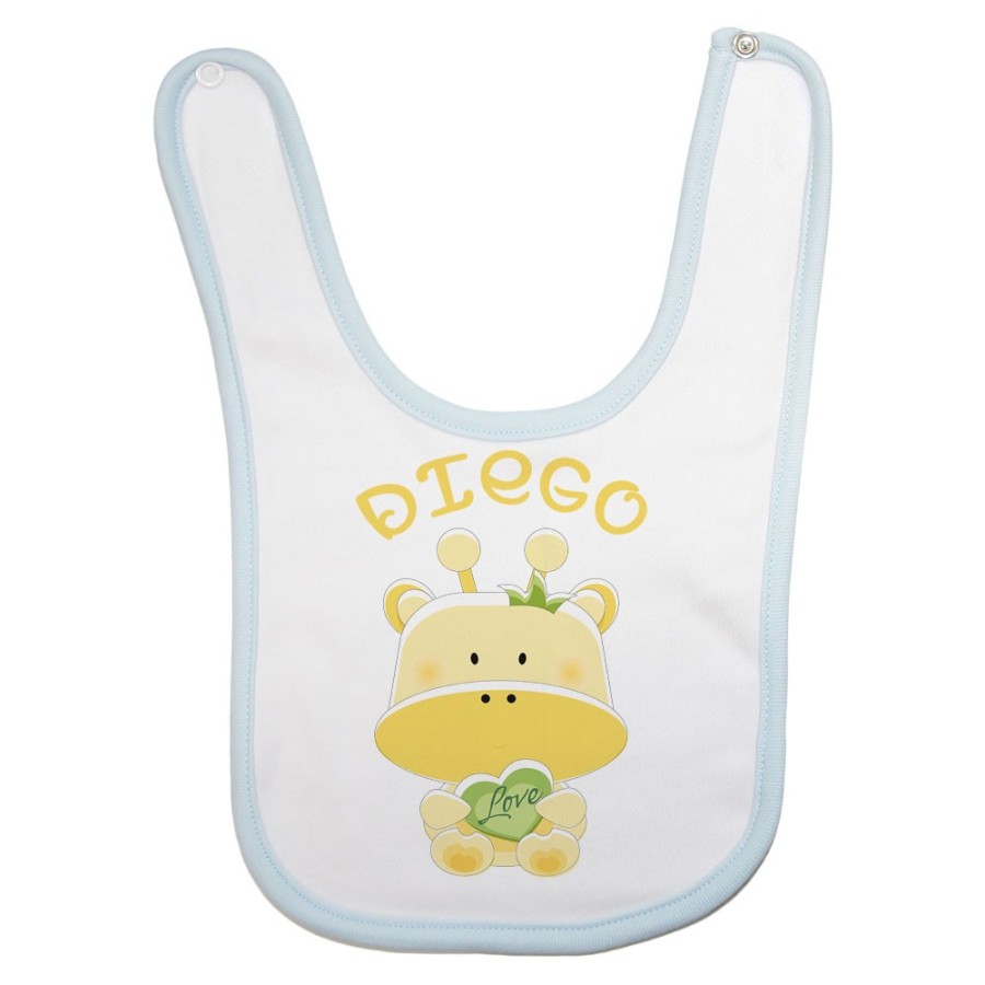 Bavaglino neonato personalizzato con nome giraffa Divertenti