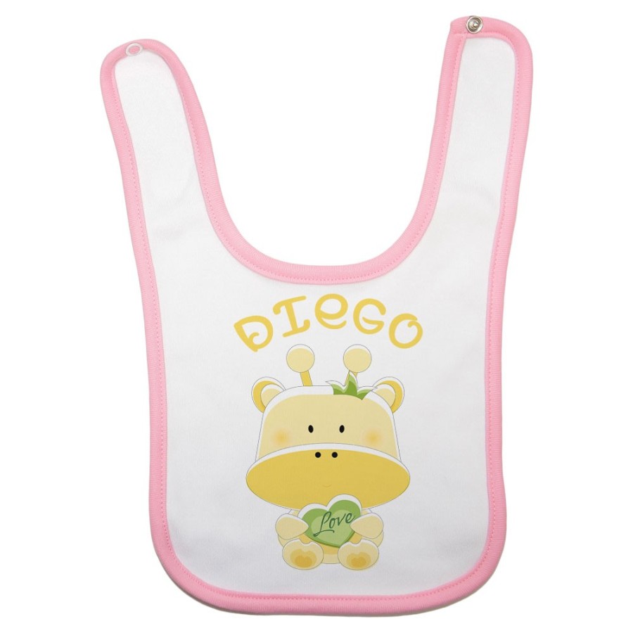 Bavaglino neonato personalizzato con nome giraffa Divertenti