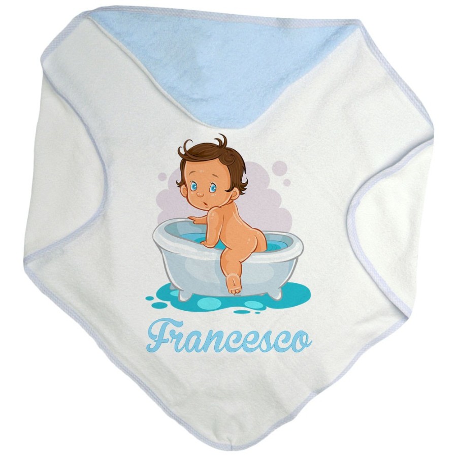 Accappatoio neonato personalizzato con nome bimbo esce dalla vasca Divertenti