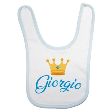 Bavaglino neonato personalizzato con nome e corona