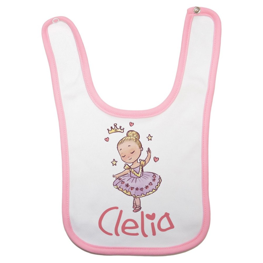 Bavaglino neonata personalizzato con nome baby ballerina Divertenti