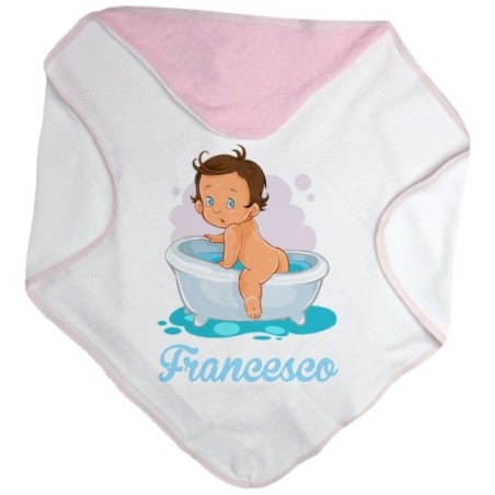 Accappatoio neonato personalizzato con nome bimbo esce dalla vasca Divertenti