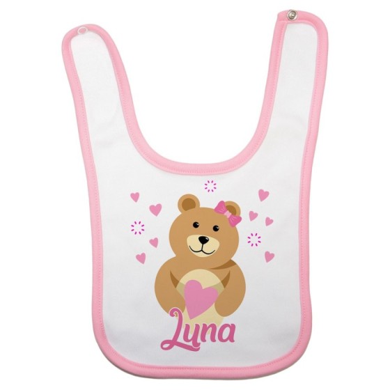 Bavaglino neonato personalizzato con nome lovely bear Divertenti