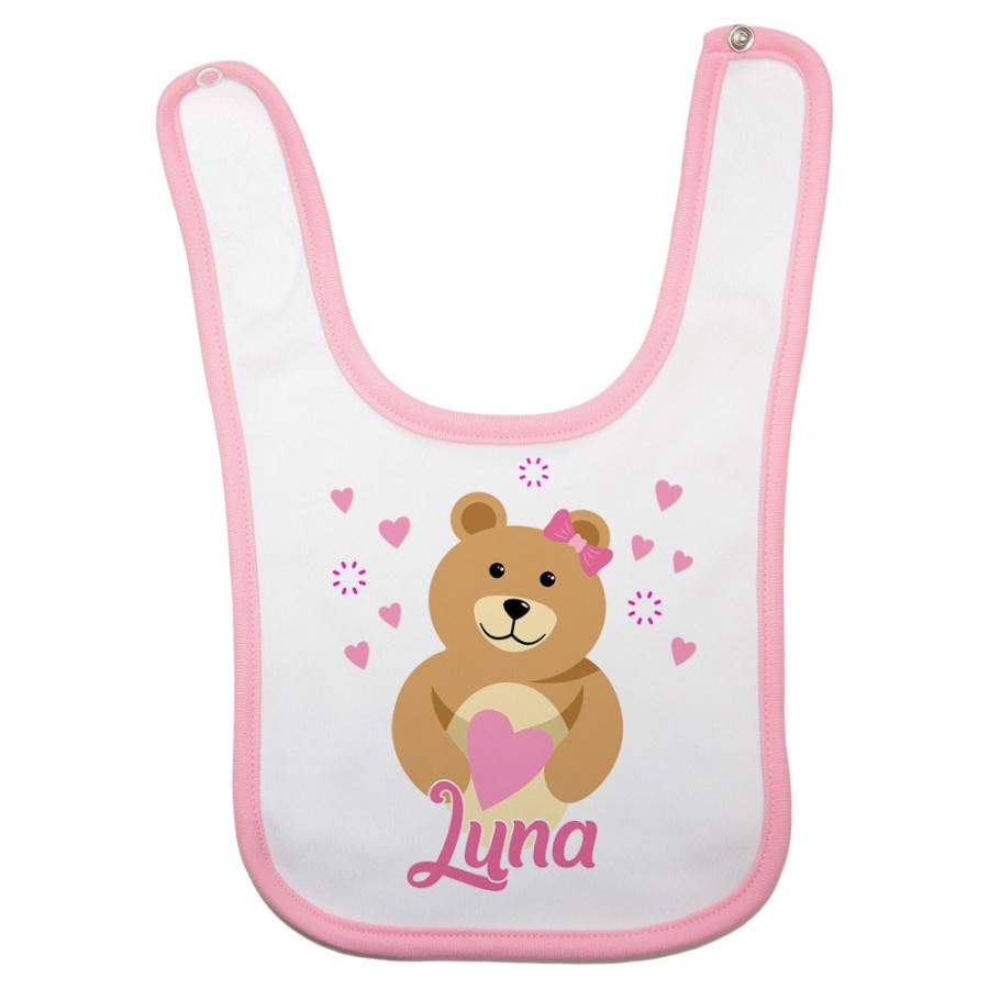 Bavaglino neonato personalizzato con nome lovely bear Divertenti
