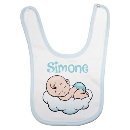 Bavaglino neonato personalizzato con nome bimbo bimba sulla nuvola Divertenti