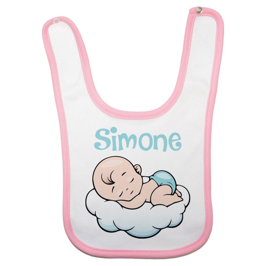Bavaglino neonato personalizzato con nome bimbo bimba sulla nuvola Divertenti