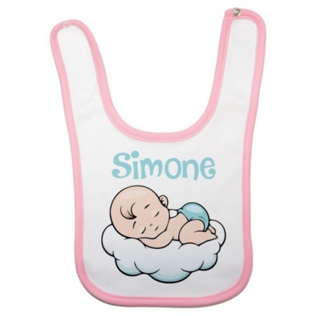 Bavaglino neonato personalizzato con nome bimbo bimba sulla nuvola Divertenti