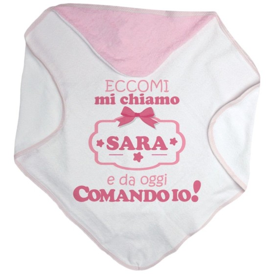 Accappatoio neonato personalizzato con nome da oggi comando io Divertenti