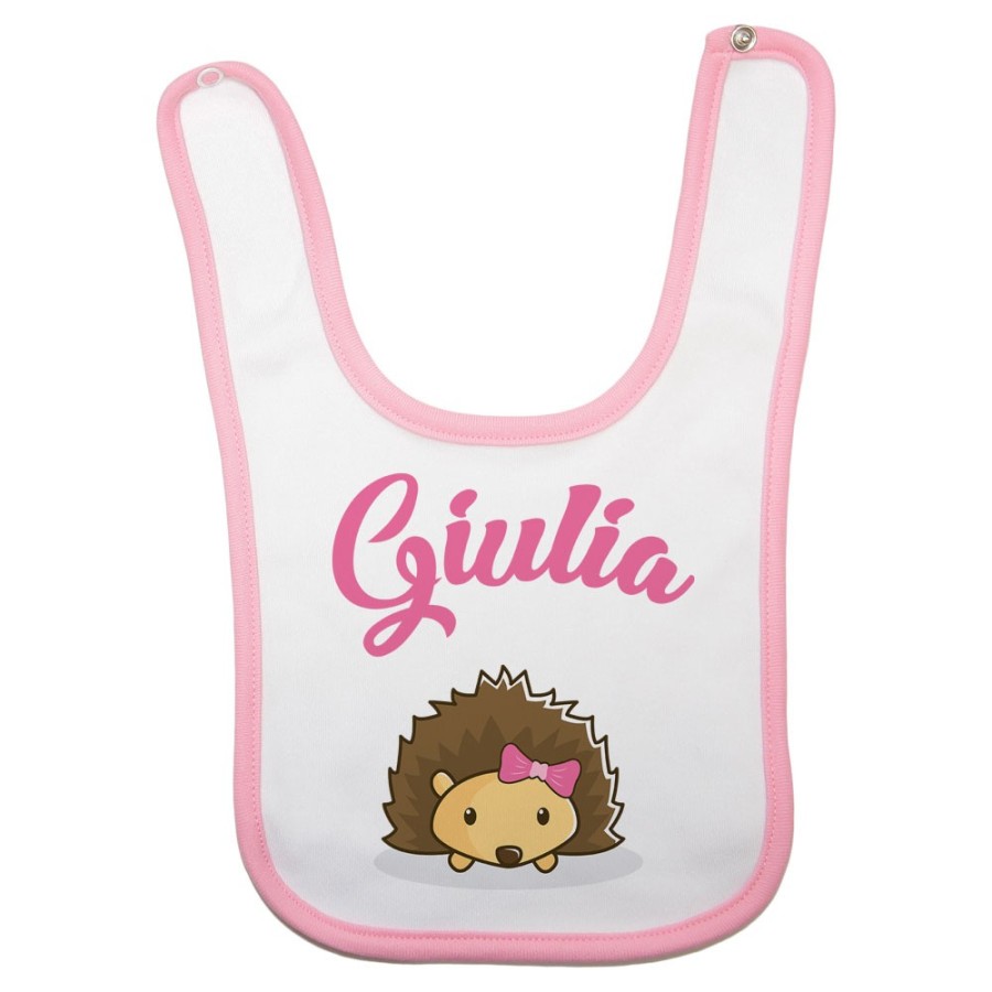 Bavaglino neonato personalizzato con nome baby riccio Divertenti