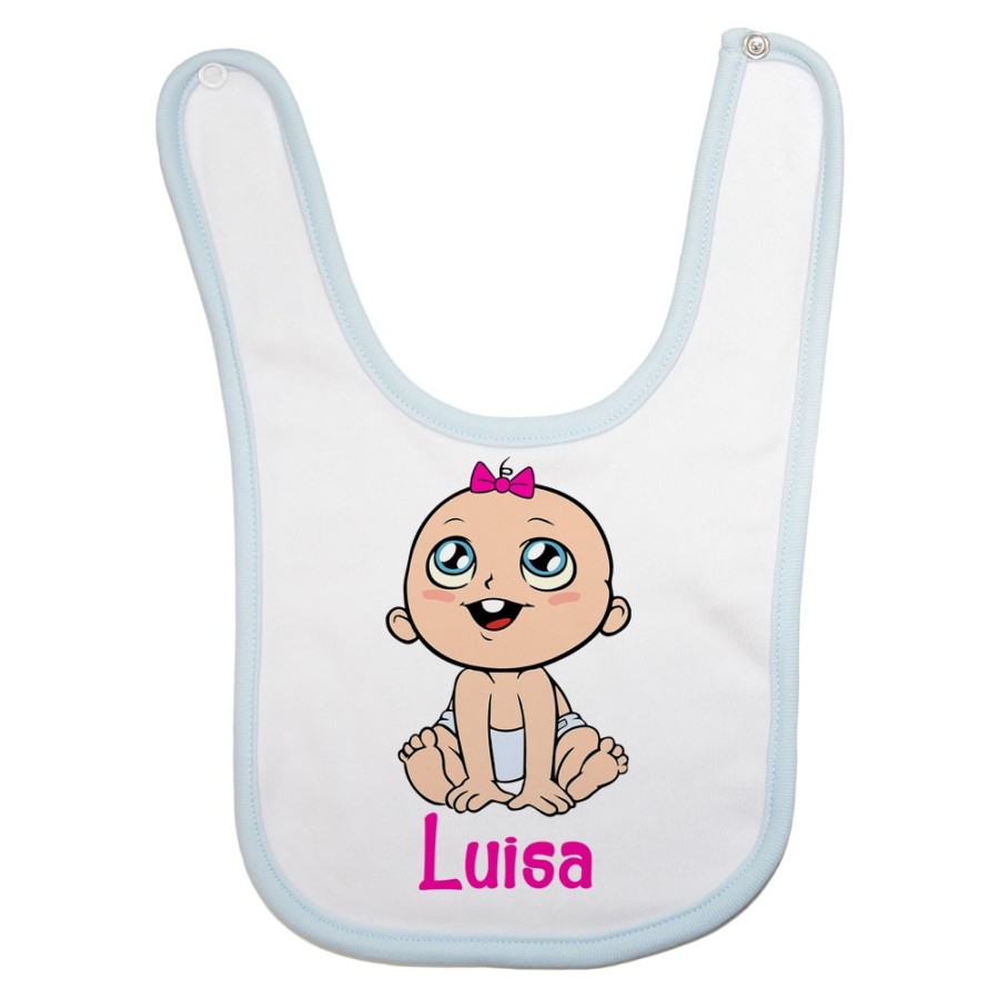 Bavaglino neonato personalizzato con nome bimbo con dentino Divertenti