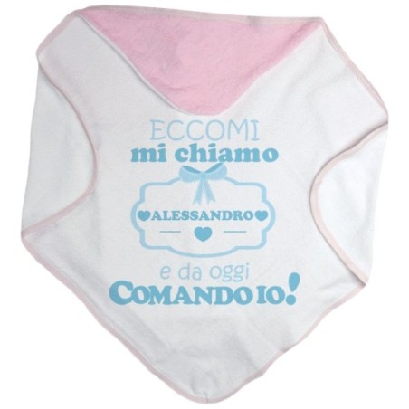 Accappatoio neonato personalizzato con nome da oggi comando io Divertenti