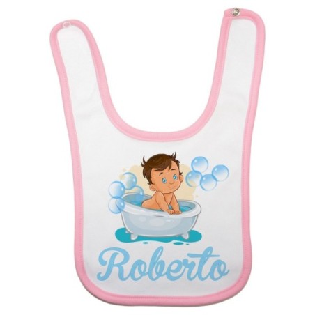 Bavaglino neonato personalizzato con nome bimbo nella vasca Divertenti