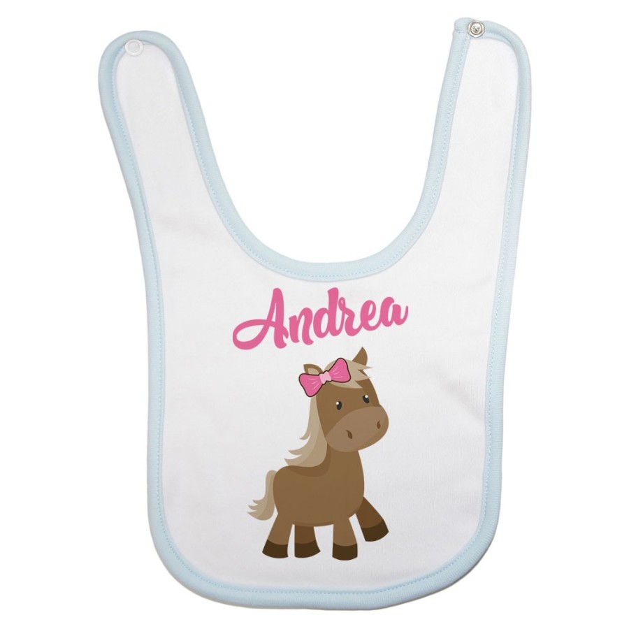 Bavaglino neonato personalizzato con nome baby pony Divertenti