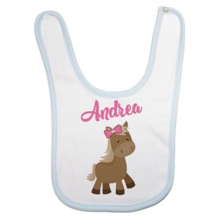 Bavaglino neonato personalizzato con nome baby pony Divertenti