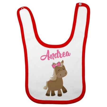 Bavaglino neonato personalizzato con nome baby pony Divertenti