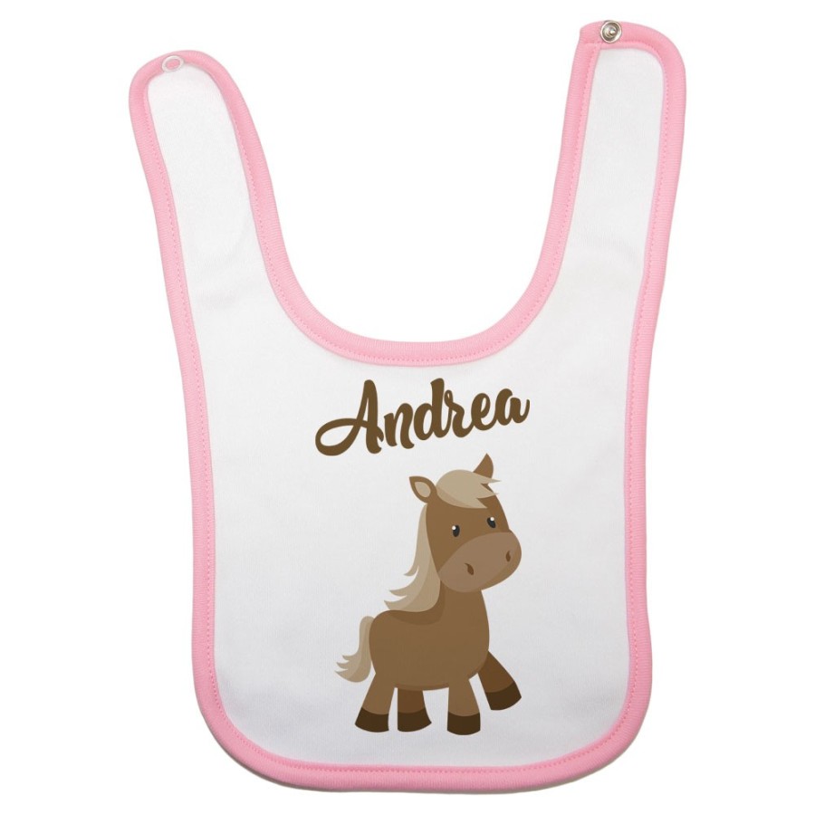 Bavaglino neonato personalizzato con nome baby pony Divertenti